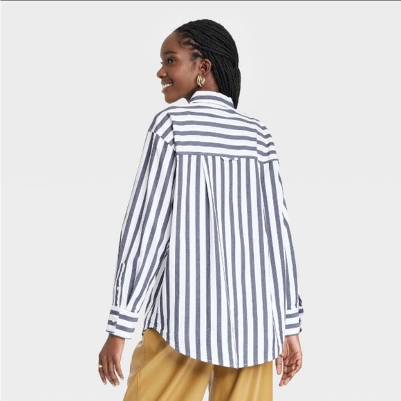 Women's Long Sleeve Oversized Button-Down Shirt - A New Day™
Navy/White XS - Picture 2 of 4